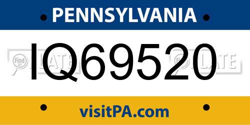 IQ69520 Pennsylvania License Plate