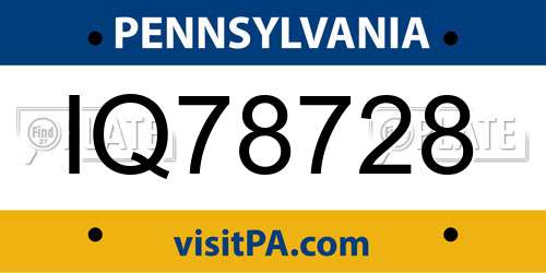 IQ78728 Pennsylvania License Plate