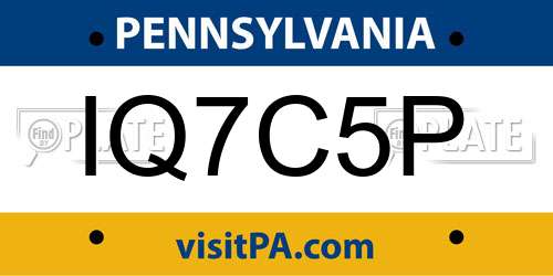 IQ7C5P Pennsylvania License Plate