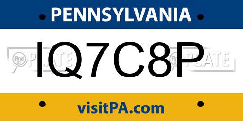 IQ7C8P Pennsylvania License Plate