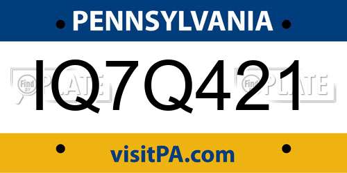 IQ7Q421 Pennsylvania License Plate