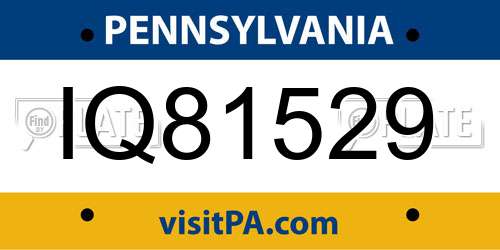 IQ81529 Pennsylvania License Plate