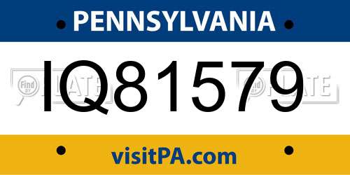 IQ81579 Pennsylvania License Plate