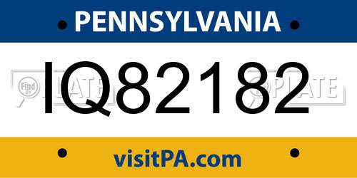 IQ82182 Pennsylvania License Plate