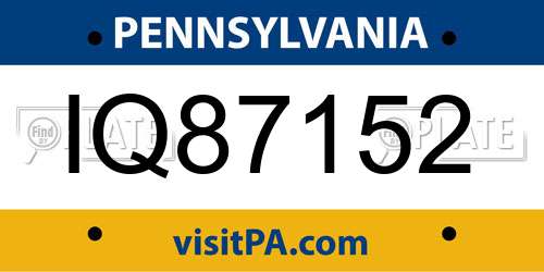 IQ87152 Pennsylvania License Plate