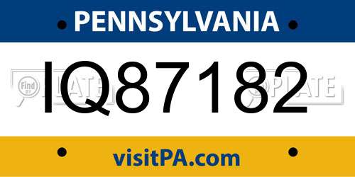 IQ87182 Pennsylvania License Plate