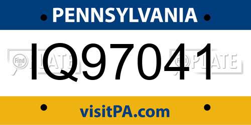 IQ97041 Pennsylvania License Plate