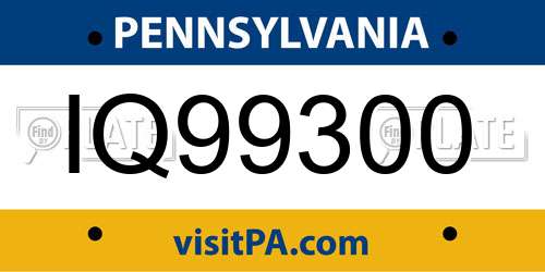 IQ99300 Pennsylvania License Plate