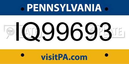 IQ99693 Pennsylvania License Plate