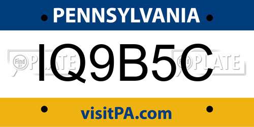 IQ9B5C Pennsylvania License Plate