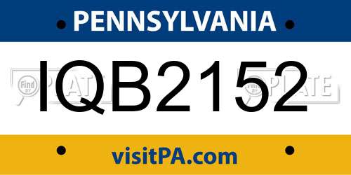 IQB2152 Pennsylvania License Plate