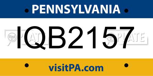 IQB2157 Pennsylvania License Plate