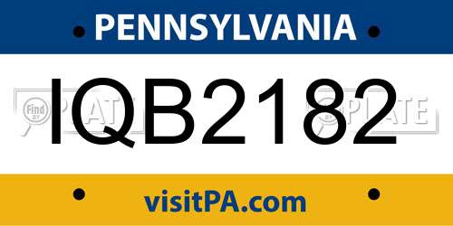 IQB2182 Pennsylvania License Plate