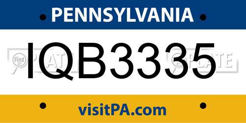 IQB3335 Pennsylvania License Plate