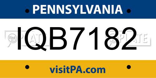 IQB7182 Pennsylvania License Plate