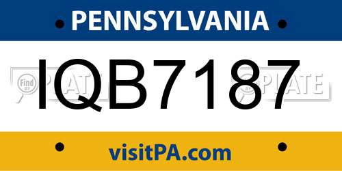 IQB7187 Pennsylvania License Plate