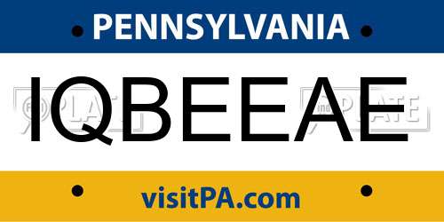 IQBEEAE Pennsylvania License Plate