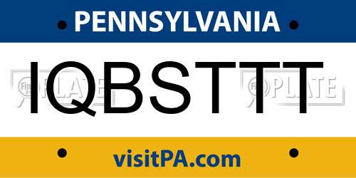 IQBSTTT Pennsylvania License Plate