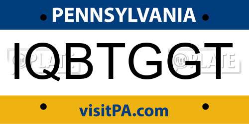 IQBTGGT Pennsylvania License Plate