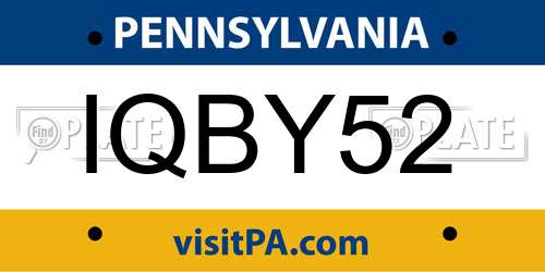 IQBY52 Pennsylvania License Plate