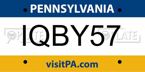 IQBY57 Pennsylvania License Plate