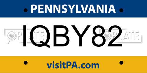 IQBY82 Pennsylvania License Plate