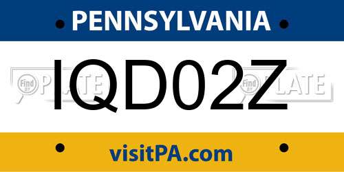 IQD02Z Pennsylvania License Plate