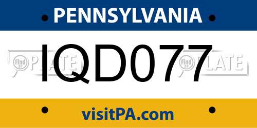 IQD077 Pennsylvania License Plate