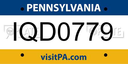 IQD0779 Pennsylvania License Plate