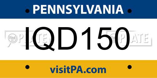 IQD150 Pennsylvania License Plate