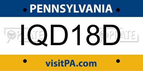 IQD18D Pennsylvania License Plate