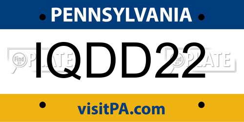 IQDD22 Pennsylvania License Plate