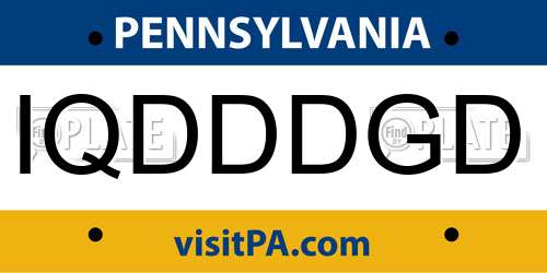 IQDDDGD Pennsylvania License Plate
