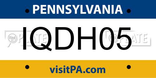 IQDH05 Pennsylvania License Plate