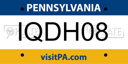 IQDH08 Pennsylvania License Plate