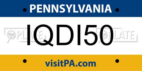 IQDI50 Pennsylvania License Plate