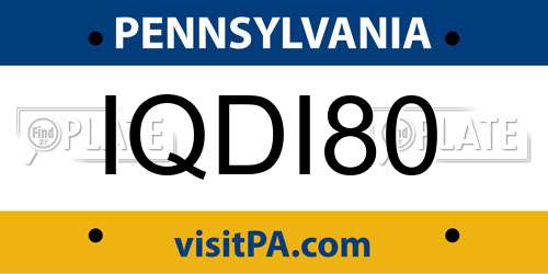 IQDI80 Pennsylvania License Plate