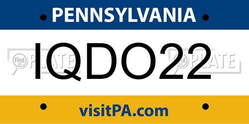 IQDO22 Pennsylvania License Plate
