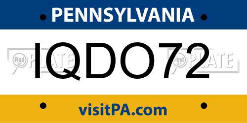 IQDO72 Pennsylvania License Plate