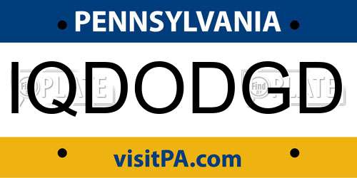 IQDODGD Pennsylvania License Plate