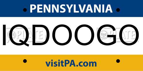 IQDOOGO Pennsylvania License Plate