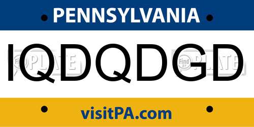 IQDQDGD Pennsylvania License Plate