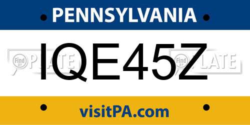 IQE45Z Pennsylvania License Plate
