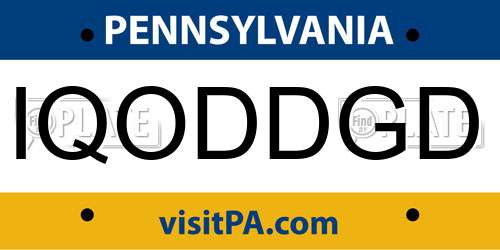 IQODDGD Pennsylvania License Plate