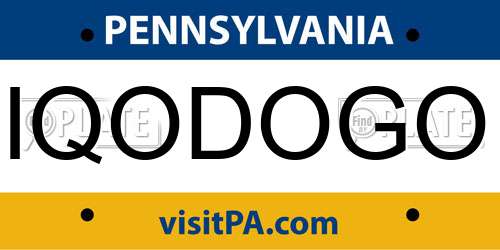 IQODOGO Pennsylvania License Plate