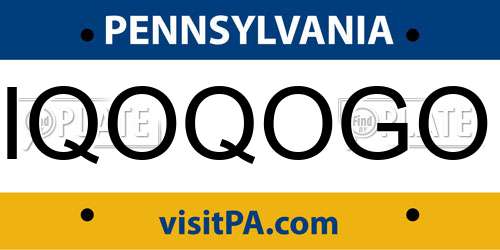 IQOQOGO Pennsylvania License Plate