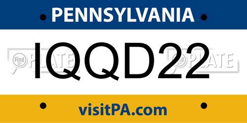 IQQD22 Pennsylvania License Plate