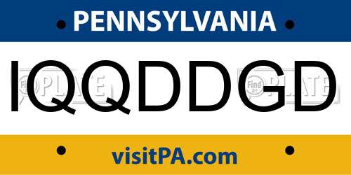 IQQDDGD Pennsylvania License Plate