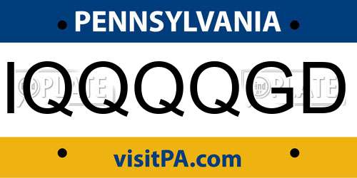 IQQQQGD Pennsylvania License Plate
