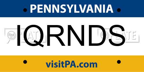 IQRNDS Pennsylvania License Plate